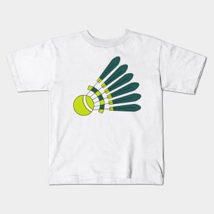 Feathered Badminton Shuttlecock (Green) Racquet Badminton Asian Sport Kids T-Shirt